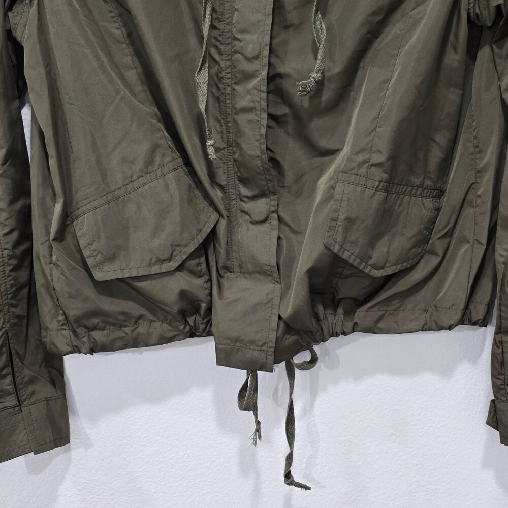 Brandy Melville ✦ Olive Hooded Utility Jacket ✦ Lightweight Drawstring Layer S/M - Picture 8 of 13